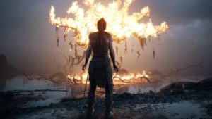 Senua in front of burning bodies, Hellblade: Senua's Sacrifice